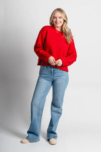 Asher sweater cherry red - Trendy Sweaters | Cute Pullover Sweaters at Lush Fashion Lounge Boutique in Oklahoma City