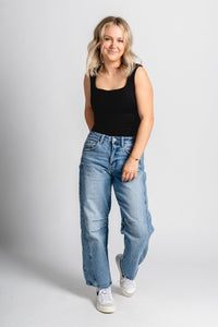 Square neck bodysuit black Stylish Bodysuit - Womens Fashion Bodysuits at Lush Fashion Lounge Boutique in Oklahoma City