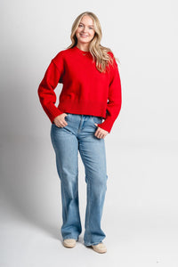 Asher sweater cherry red – Unique Sweaters | Lounging Sweaters and Womens Fashion Sweaters at Lush Fashion Lounge Boutique in Oklahoma City