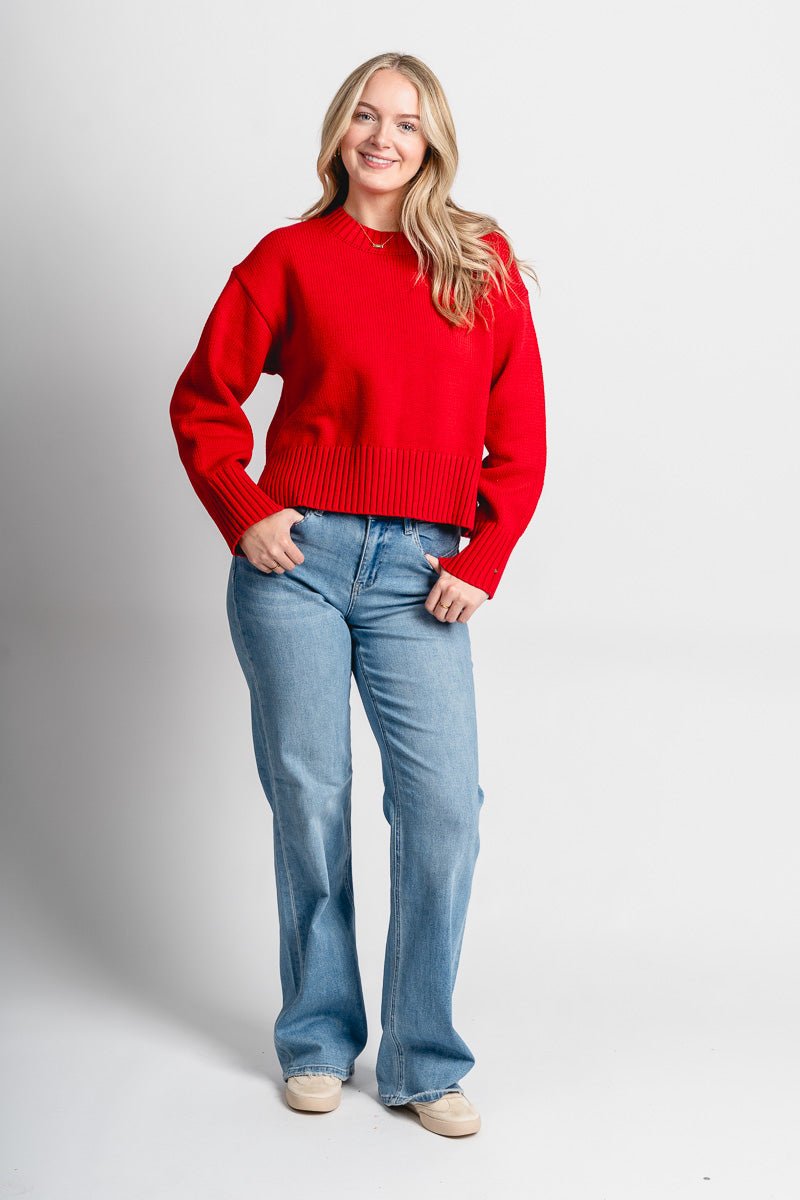 Asher sweater cherry red – Unique Sweaters | Lounging Sweaters and Womens Fashion Sweaters at Lush Fashion Lounge Boutique in Oklahoma City