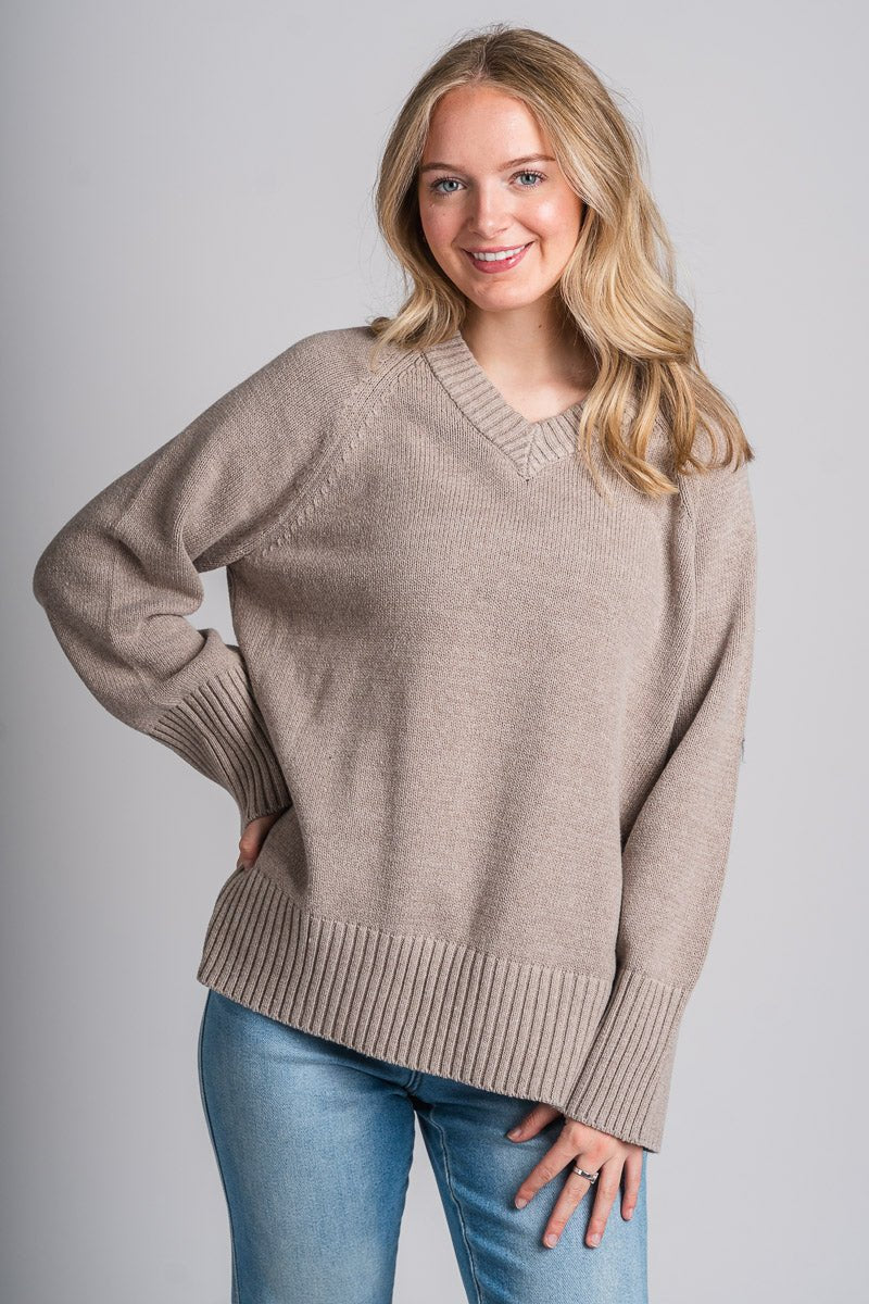 Z Supply Boulevard sweater heather taupe - Z Supply Sweater - Z Supply Tops, Dresses, Tanks, Tees, Cardigans, Joggers and Loungewear at Lush Fashion Lounge