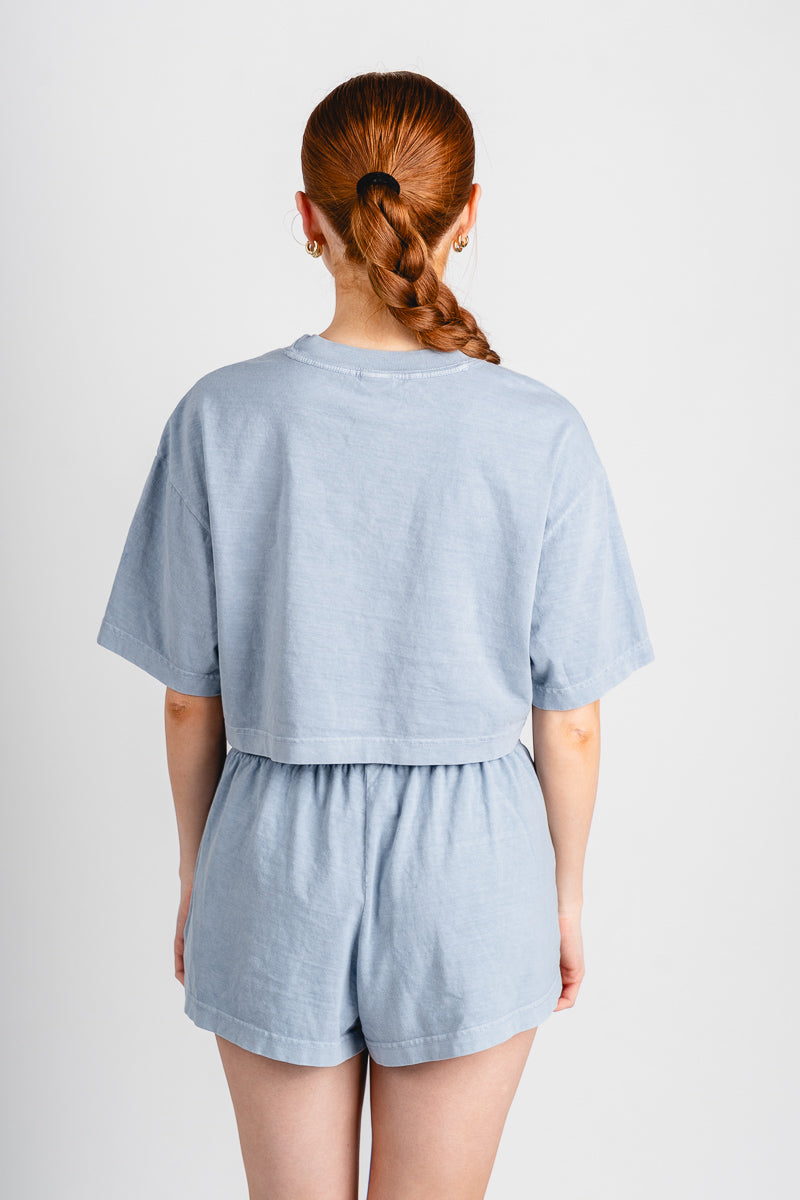 OKC bolt cropped tee light blue