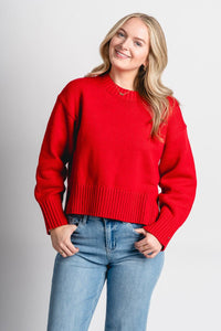 Asher sweater cherry red – Stylish Sweaters | Boutique Sweaters at Lush Fashion Lounge Boutique in Oklahoma City