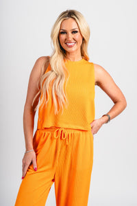 Ribbed tank top orange - Trendy Oklahoma City Basketball T-Shirts Lush Fashion Lounge Boutique in Oklahoma City