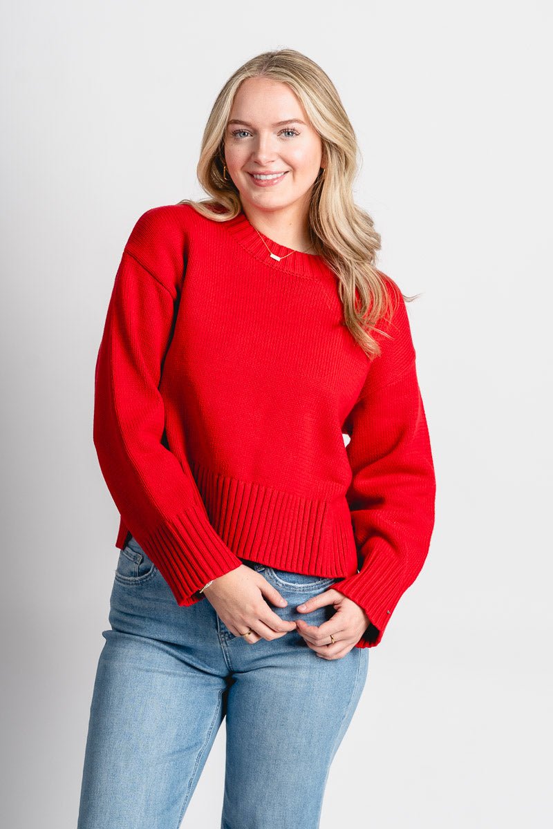Asher sweater cherry red – Boutique Sweaters | Fashionable Sweaters at Lush Fashion Lounge Boutique in Oklahoma City