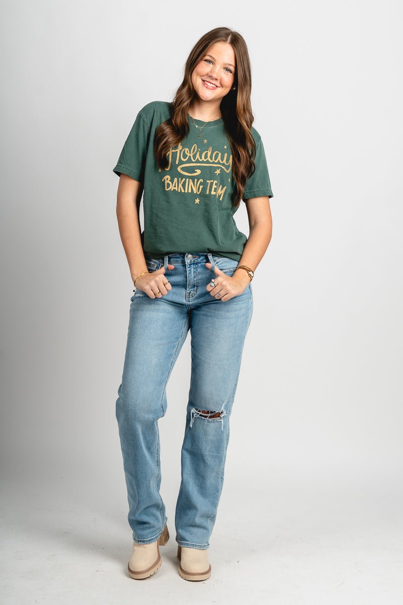 Holiday baking team comfort colors tee washed pine