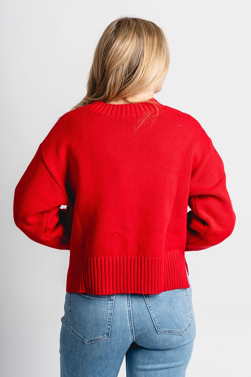 Asher sweater cherry red