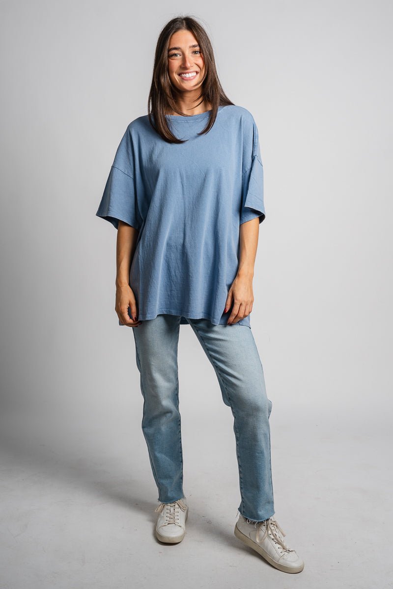 Washed oversized t-shirt grey blue