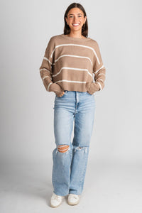 Z Supply Sienna striped sweater latte - Z Supply sweater - Z Supply Clothing at Lush Fashion Lounge Trendy Boutique Oklahoma City