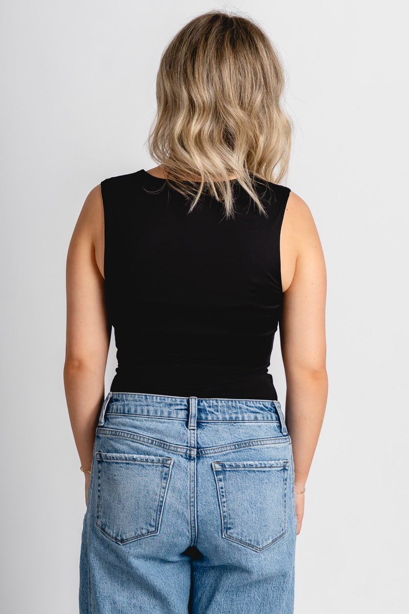 Square neck bodysuit black