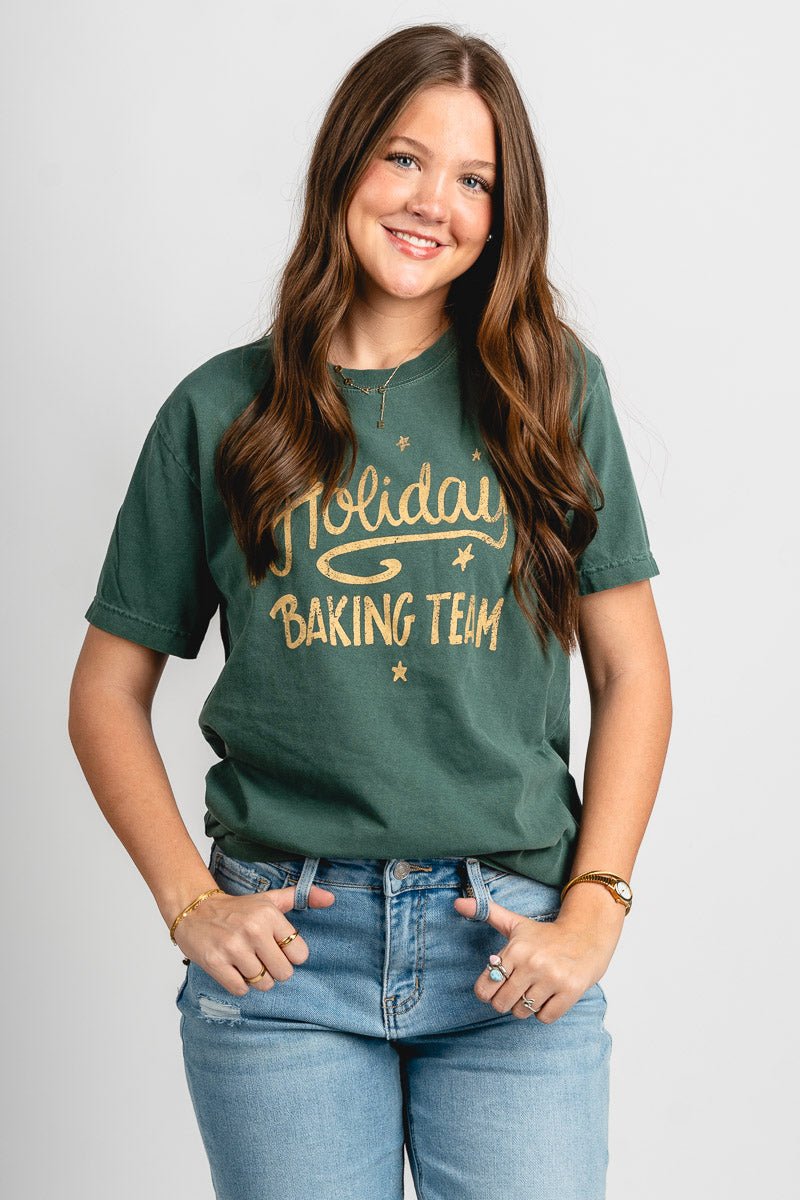 Holiday baking team comfort colors tee washed pine