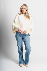 Boat neck ribbed sweater white – Unique Sweaters | Lounging Sweaters and Womens Fashion Sweaters at Lush Fashion Lounge Boutique in Oklahoma City