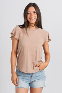 Z Supply Abby flutter tee iced coffee - Z Supply top - Z Supply Apparel at Lush Fashion Lounge Trendy Boutique Oklahoma City