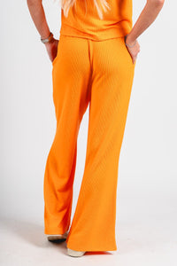 Ribbed wide leg pants orange - Trendy OKC Thunder T-Shirts at Lush Fashion Lounge Boutique in Oklahoma City