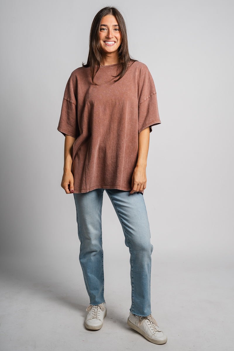 Washed oversized t-shirt chestnut