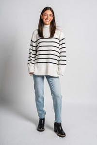 Z Supply Fin striped sweater sea salt - Z Supply Sweater - Z Supply Clothing at Lush Fashion Lounge Trendy Boutique Oklahoma City