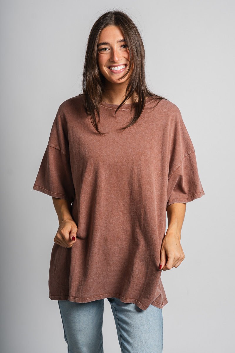 Washed oversized t-shirt chestnut