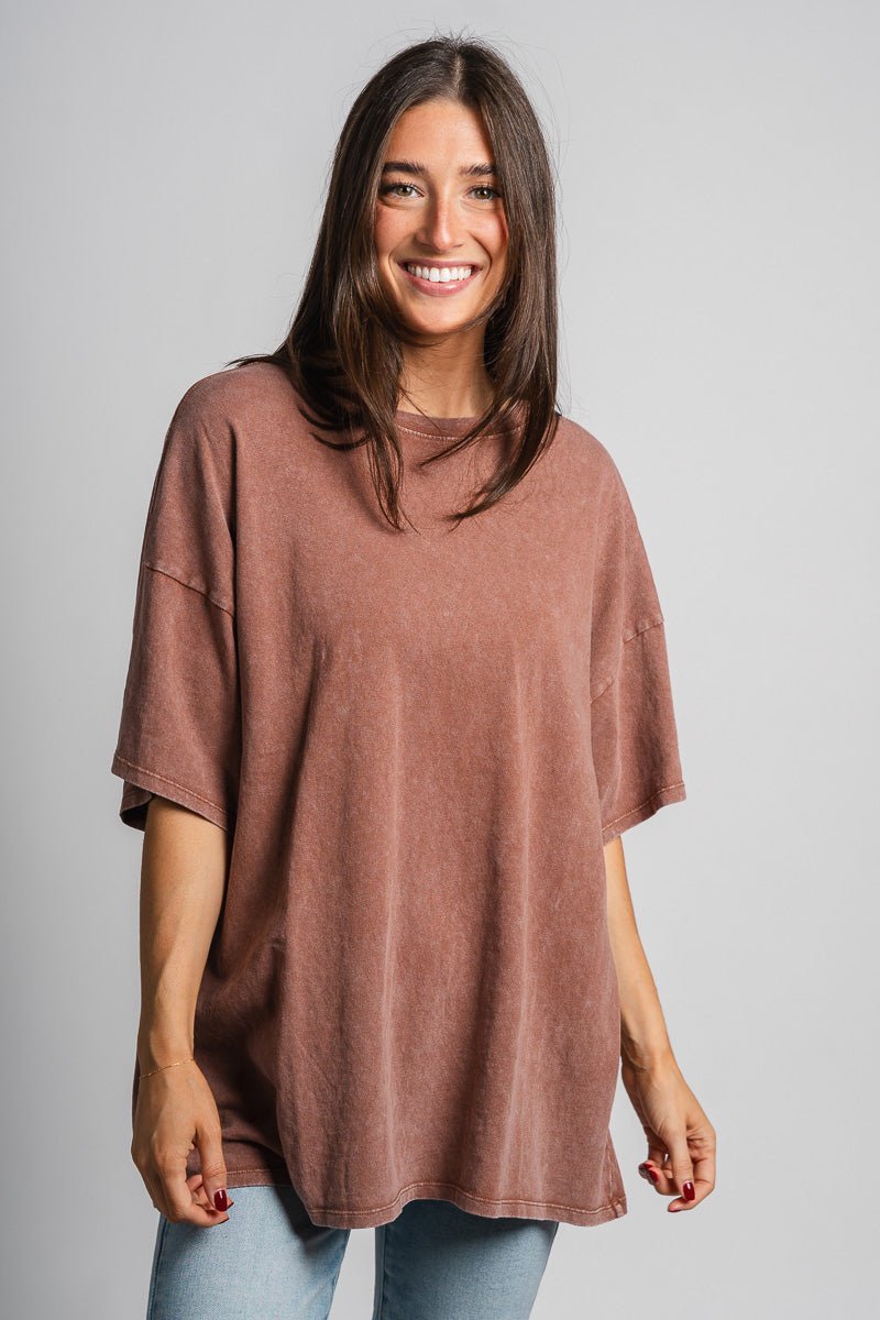 Washed oversized t-shirt chestnut