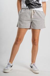 Plaid boxer shorts ivory/black - Trendy shorts - Fashion Shorts at Lush Fashion Lounge Boutique in Oklahoma City