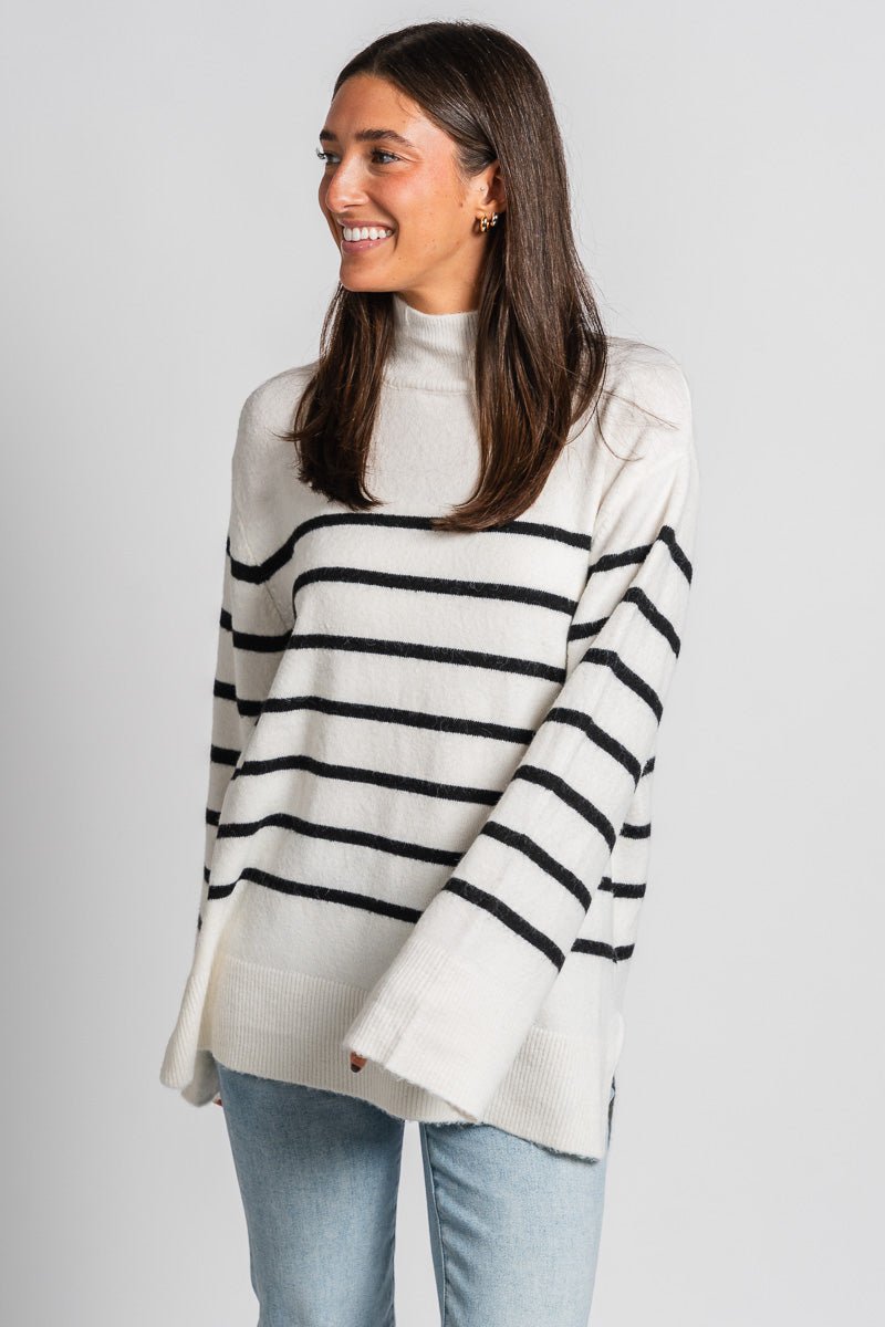 Z Supply Fin striped sweater sea salt - Z Supply Sweater - Z Supply Tops, Dresses, Tanks, Tees, Cardigans, Joggers and Loungewear at Lush Fashion Lounge