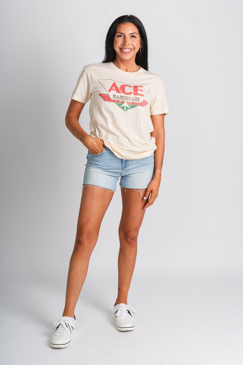 Ace Hardware vintage t-shirt cream – Fashionable Jackets | Trendy Blazers at Lush Fashion Lounge Boutique in Oklahoma City