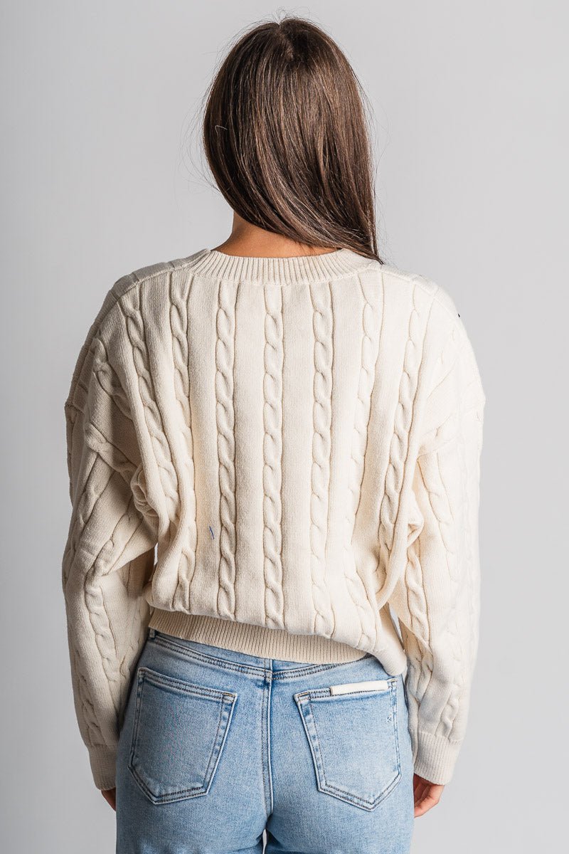 Bow detail sweater cream