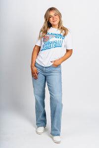 OKC diagonal basketball hoop unisex t-shirt white - Trendy OKC Thunder T-Shirts at Lush Fashion Lounge Boutique in Oklahoma City