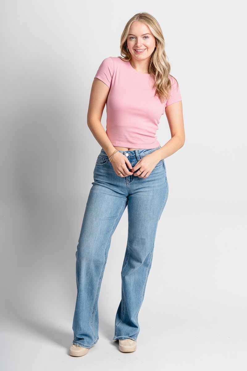 Fitted baby tee rose