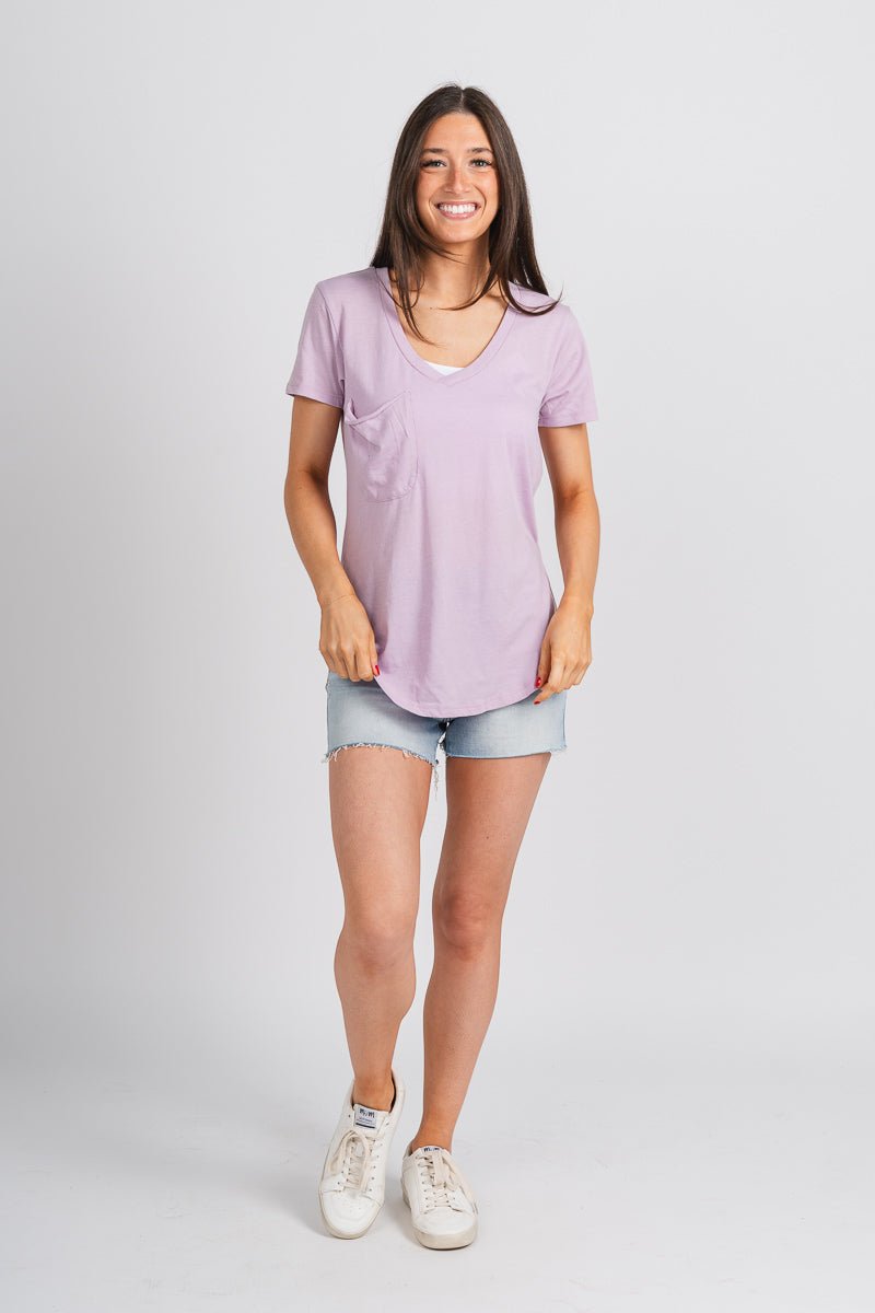 Z Supply pocket tee washed orchid - Z Supply Top - Z Supply Clothing at Lush Fashion Lounge Trendy Boutique Oklahoma City