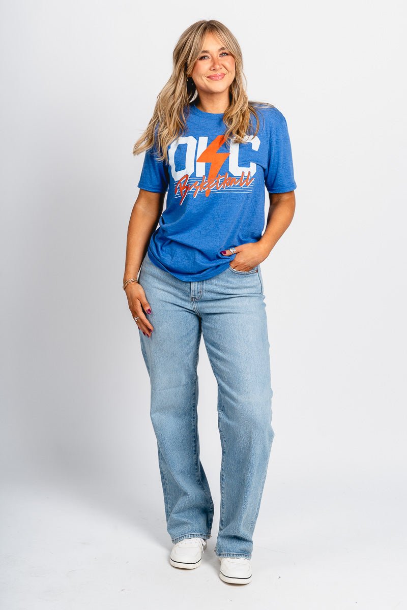 OKC basketball bolt lines unisex t-shirt royal - Oklahoma City inspired graphic t-shirts at Lush Fashion Lounge Boutique in Oklahoma City