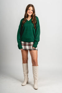 V-neck oversized sweater dark green - Trendy Sweaters | Cute Pullover Sweaters at Lush Fashion Lounge Boutique in Oklahoma City