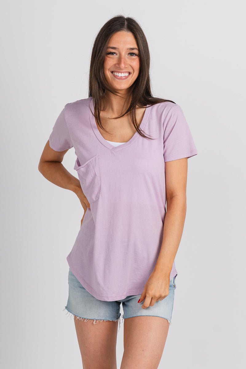 Z Supply pocket tee washed orchid - Z Supply Top - Z Supply Apparel at Lush Fashion Lounge Trendy Boutique Oklahoma City