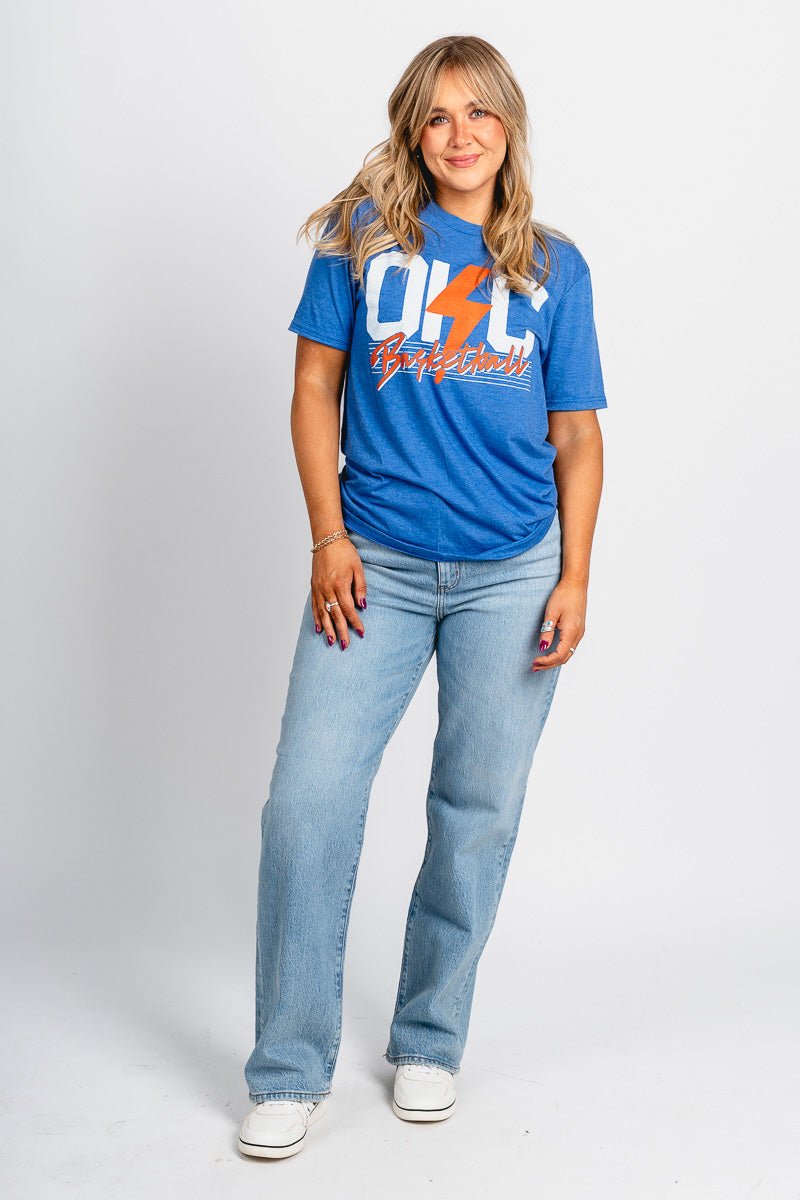 OKC basketball bolt lines unisex t-shirt royal - Trendy OKC Thunder T-Shirts at Lush Fashion Lounge Boutique in Oklahoma City