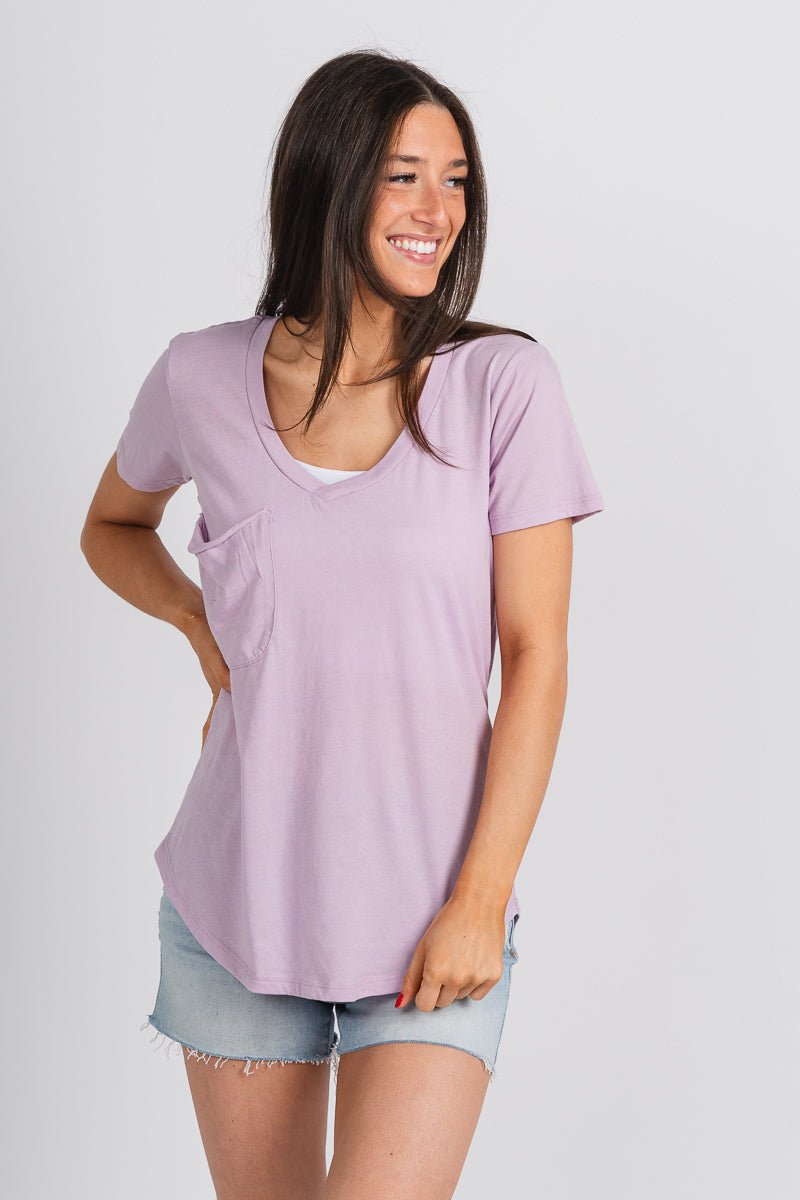 Z Supply pocket tee washed orchid - Z Supply Top - Z Supply Tops, Dresses, Tanks, Tees, Cardigans, Joggers and Loungewear at Lush Fashion Lounge