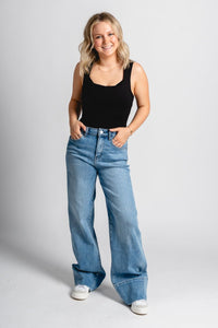 Vervet high rise A-line trouser jeans legitimate | Lush Fashion Lounge: boutique women's jeans, fashion jeans for women, affordable fashion jeans, cute boutique jeans