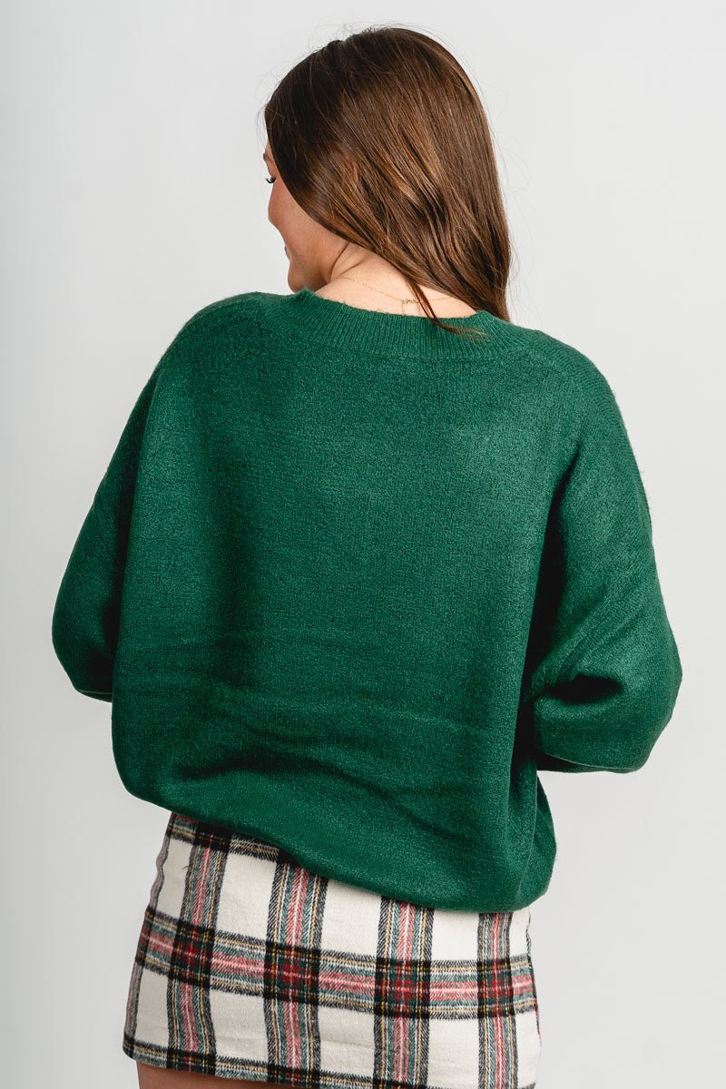 V-neck oversized sweater dark green