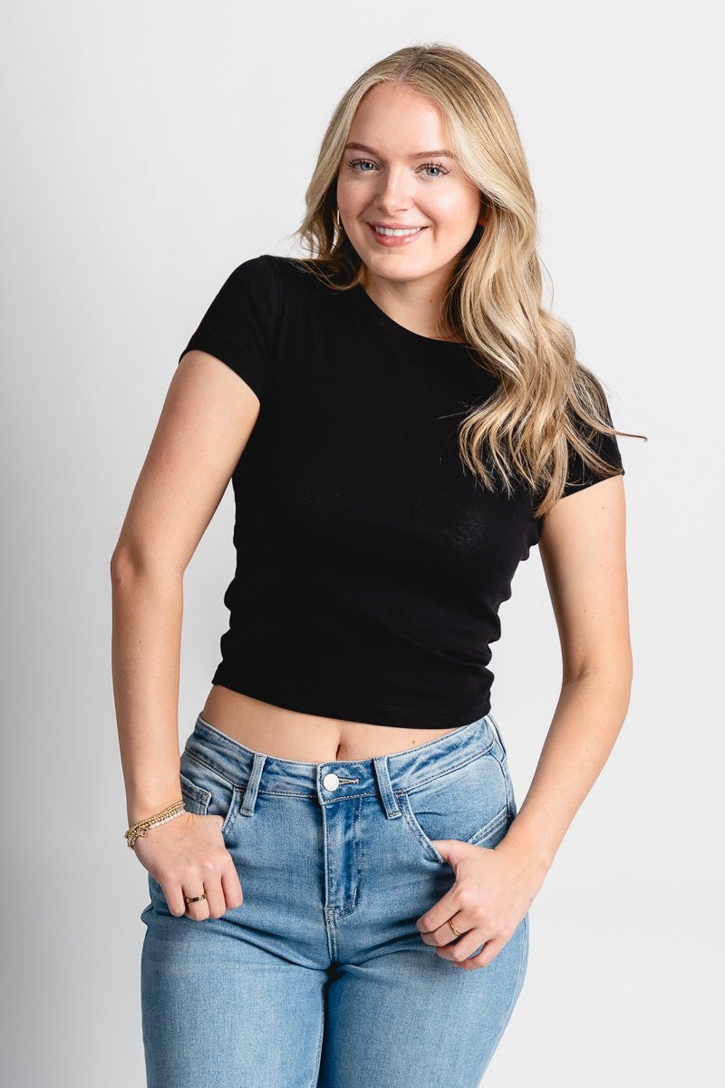 Fitted baby tee black