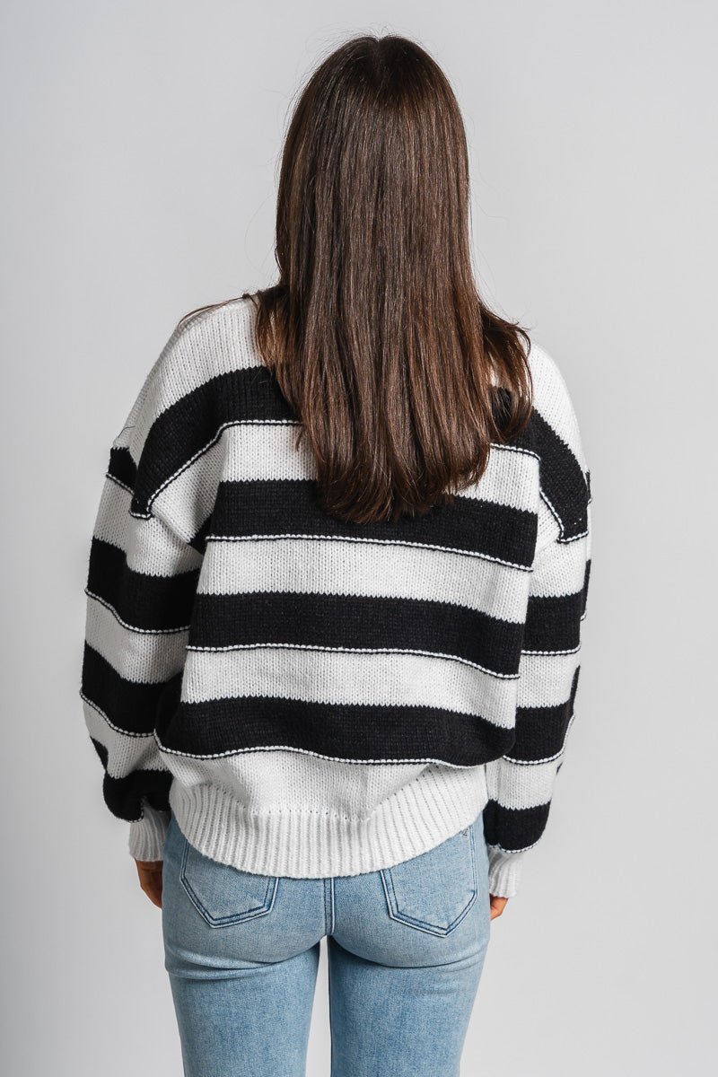 Oversized striped sweater white/black