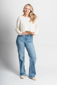 Boat neck sweater whip cream – Unique Sweaters | Lounging Sweaters and Womens Fashion Sweaters at Lush Fashion Lounge Boutique in Oklahoma City