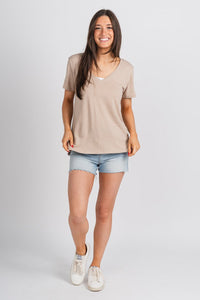 Z Supply beachport tee putty - Z Supply Top - Z Supply Tees & Tanks at Lush Fashion Lounge Trendy Boutique Oklahoma City