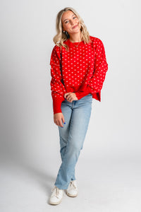 Bow knit sweater red – Unique Sweaters | Lounging Sweaters and Womens Fashion Sweaters at Lush Fashion Lounge Boutique in Oklahoma City