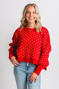 Bow knit sweater red – Stylish Sweaters | Boutique Sweaters at Lush Fashion Lounge Boutique in Oklahoma City