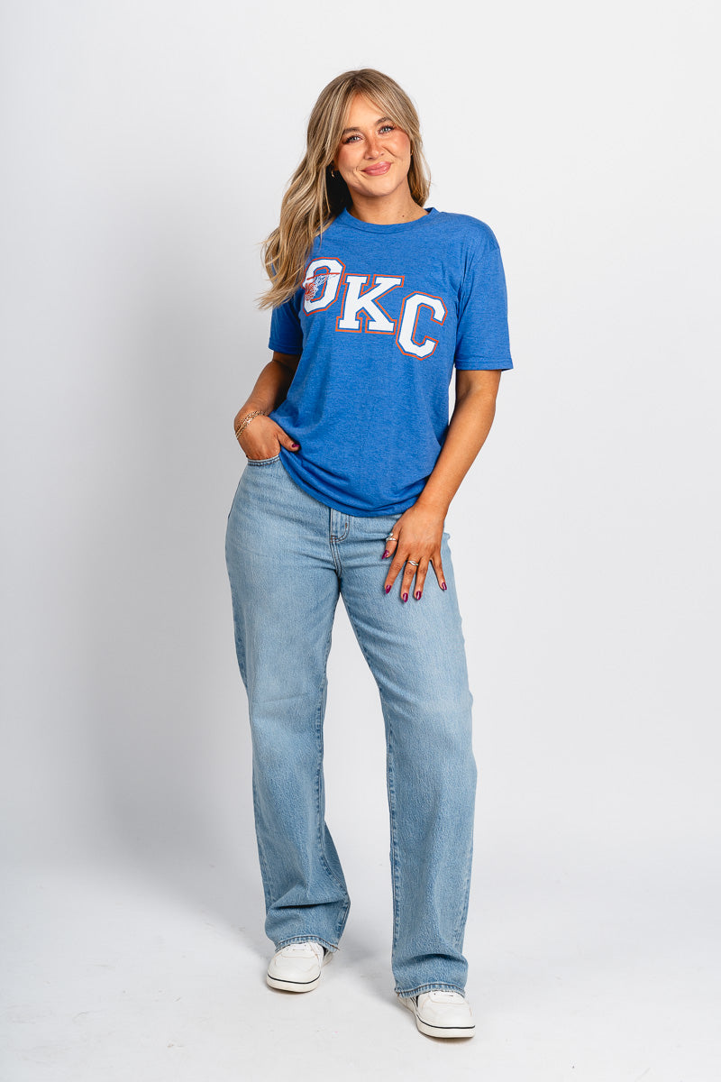 OKC diagonal hoop unisex t-shirt royal - Oklahoma City inspired graphic t-shirts at Lush Fashion Lounge Boutique in Oklahoma City