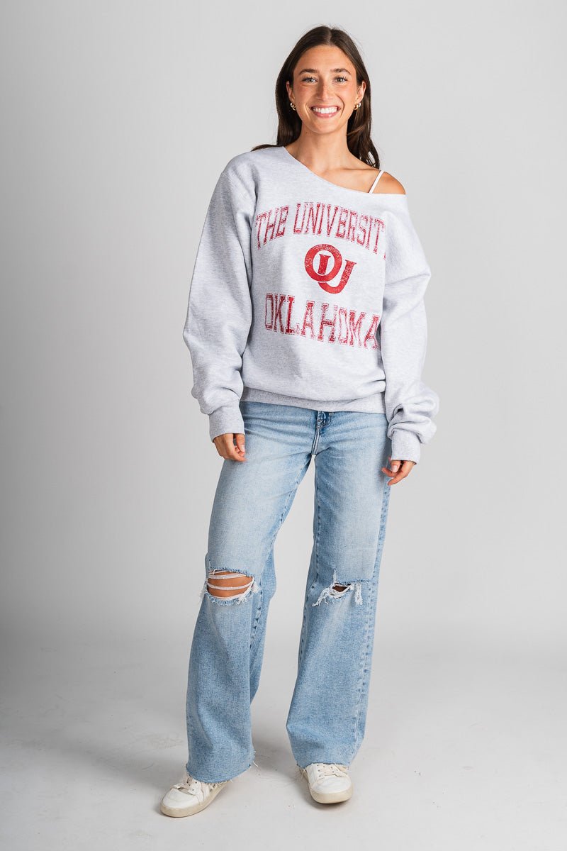 OU OU Sooners vintage sport sweatshirt ash grey Sweatshirt | Lush Fashion Lounge Trendy Oklahoma University Sooners Apparel & Cute Gameday T-Shirts