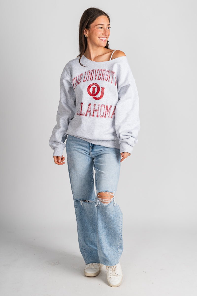 OU OU Sooners vintage sport sweatshirt ash grey Sweatshirt | Lush Fashion Lounge Trendy Oklahoma University Sooners Apparel & Cute Gameday T-Shirts