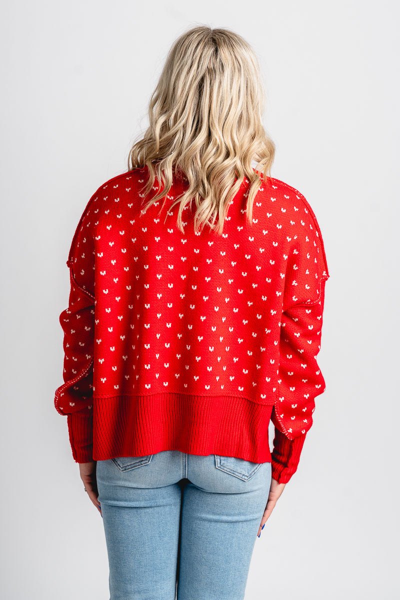 Bow knit sweater red