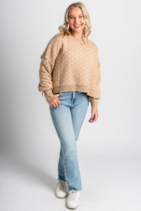 Bow knit sweater beige - Trendy Sweaters | Cute Pullover Sweaters at Lush Fashion Lounge Boutique in Oklahoma City