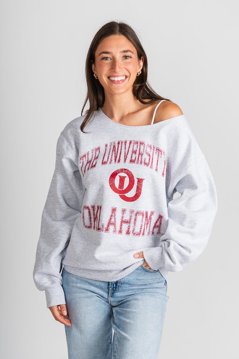 OU OU Sooners vintage sport sweatshirt ash grey Sweatshirt | Lush Fashion Lounge Trendy Oklahoma University Sooners Apparel & Cute Gameday T-Shirts