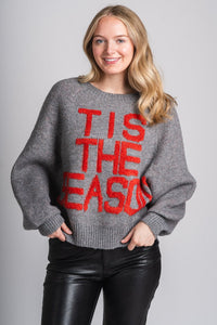 Tis the season sweater charcoal – Stylish Sweaters | Boutique Sweaters at Lush Fashion Lounge Boutique in Oklahoma City