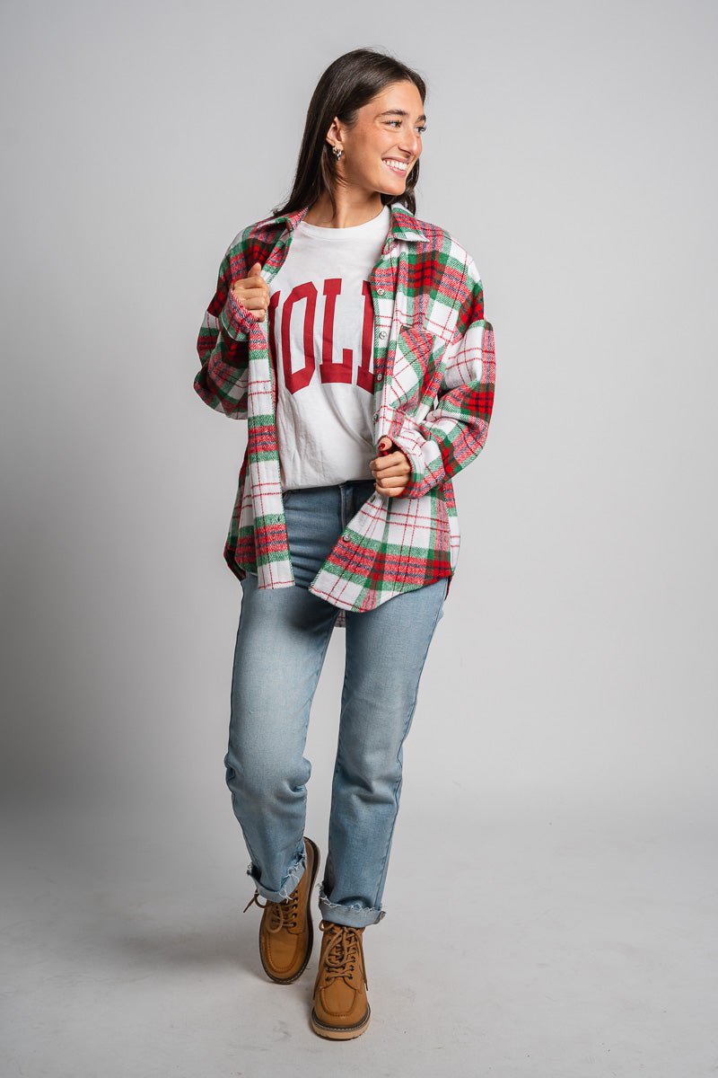 Plaid shacket red/green